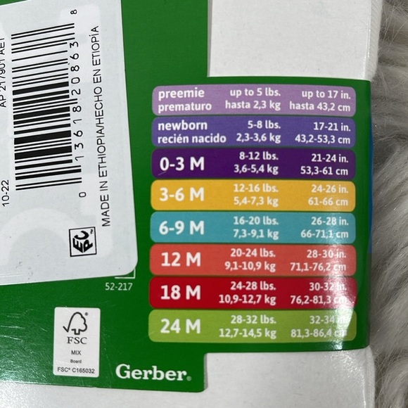 GERBER 3 PACK LONG SLEEVE ONESIES SIZE NEWBORN WHITE UNISEX NEW - Picture 4 of 5